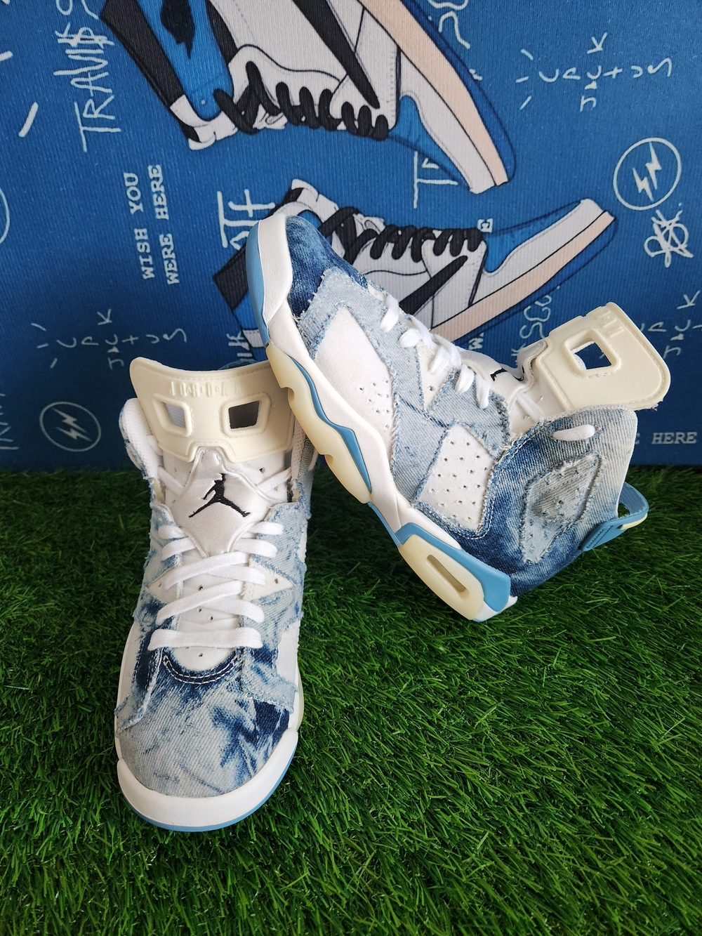 Size 6Y Womens 7.5 Nike Air Jordan 6 Retro Washed Denim Sneakers Shoes